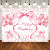 Aperturee - Aperturee Fairy Pink Balloons Bow Dots Happy Birthday Backdrop